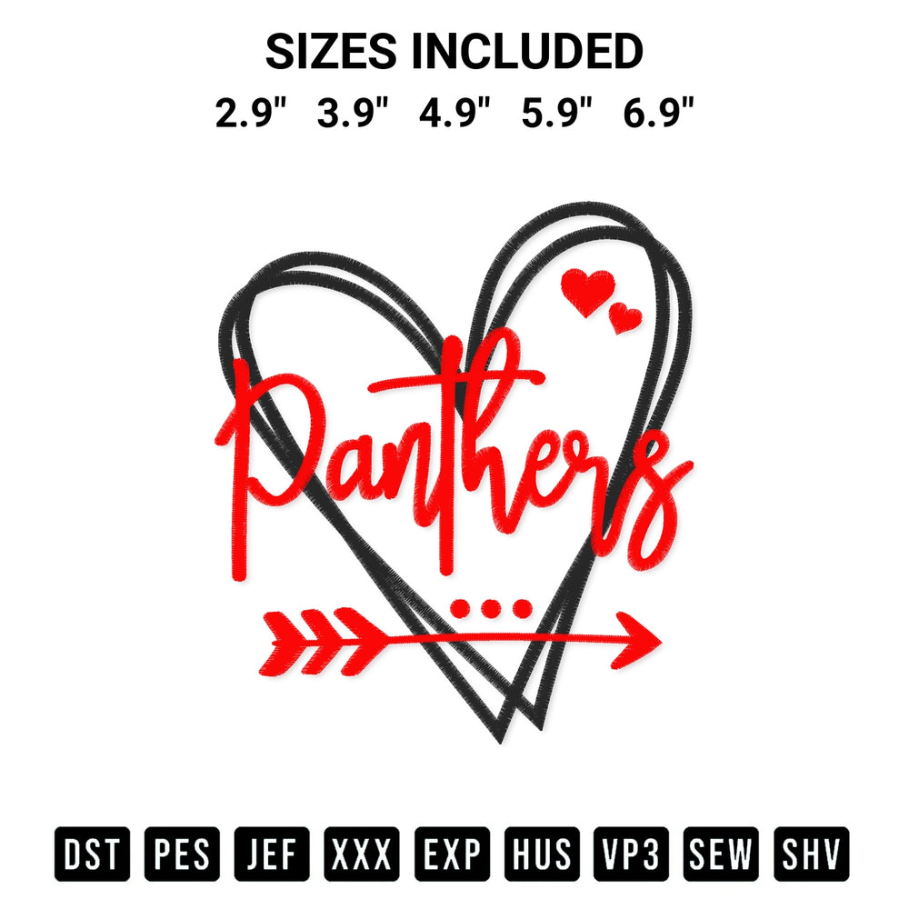 Shop the Florida Panthers Heart Embroidery Design machine embroidery pattern at Designspacks.com. Beautifully digitized for flawless stitching on any fabric. Available sizes: 2.9", 3.9", 4.9", 5.9", 6.9".