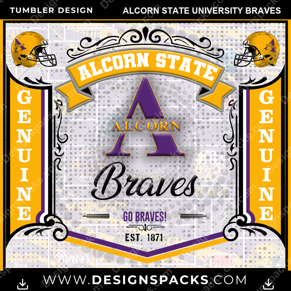 College Sport Bud Alcorn State University Braves NCAA College Sport Tumbler Digital Wrap Design Download