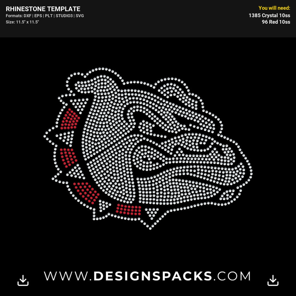 Bulldog Red Rhinestone Digital Template