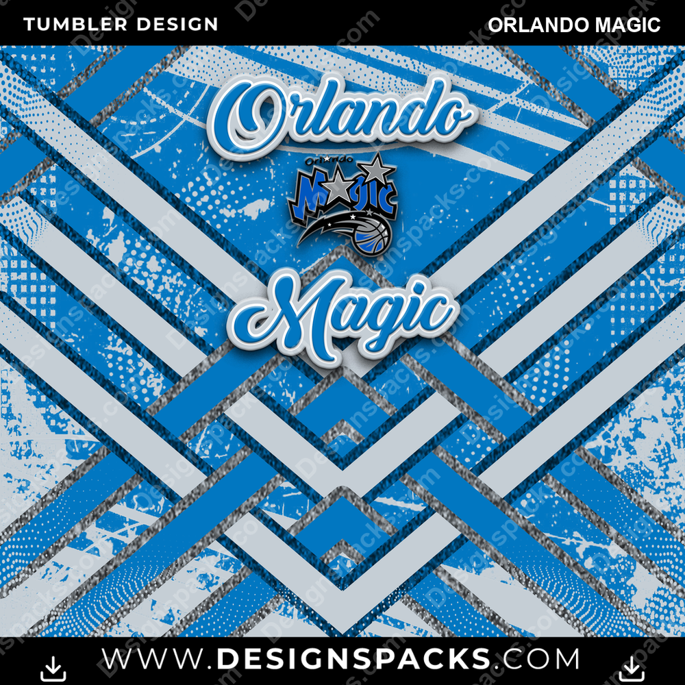 Basketball Glitter Stripe Orlando Magic Tumbler Digital Wrap Design