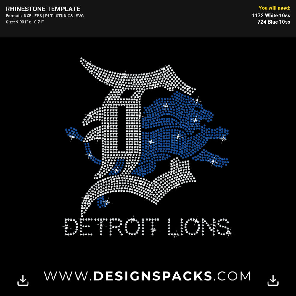 Detroit Lions Logo D Rhinestone Digital Template
