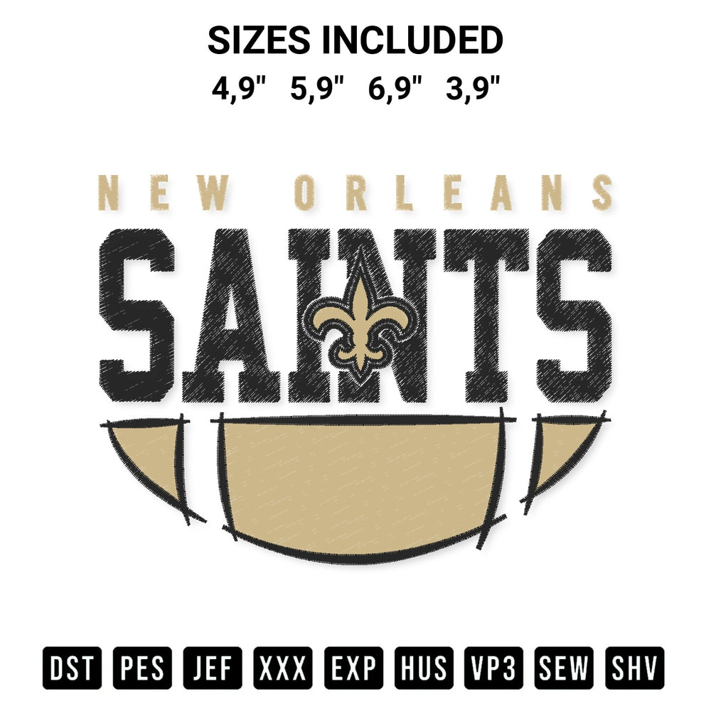 Looking for the perfect pattern? Download the New Orleans Saints Football Nfl New Orleans Saints American Football Logo Embroidery Design embroidery design today at Designspacks.com. Crisp, clean stitching guaranteed. Available sizes: 4,9", 5,9", 6,9", 3,9".