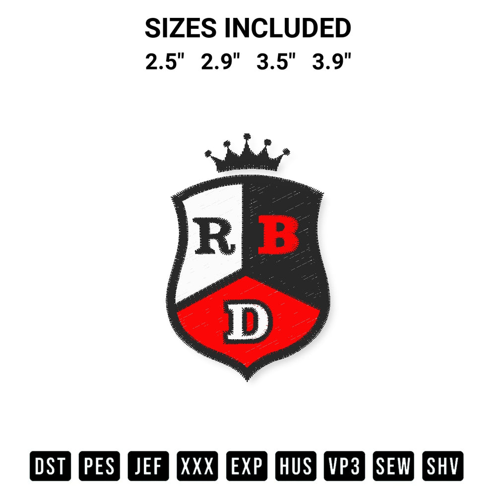 Stitch like a pro with the Rbd Logo Embroidery Design embroidery pattern from Designspacks.com. High-quality digital machine embroidery file. Available sizes: 2.5", 2.9", 3.5", 3.9".