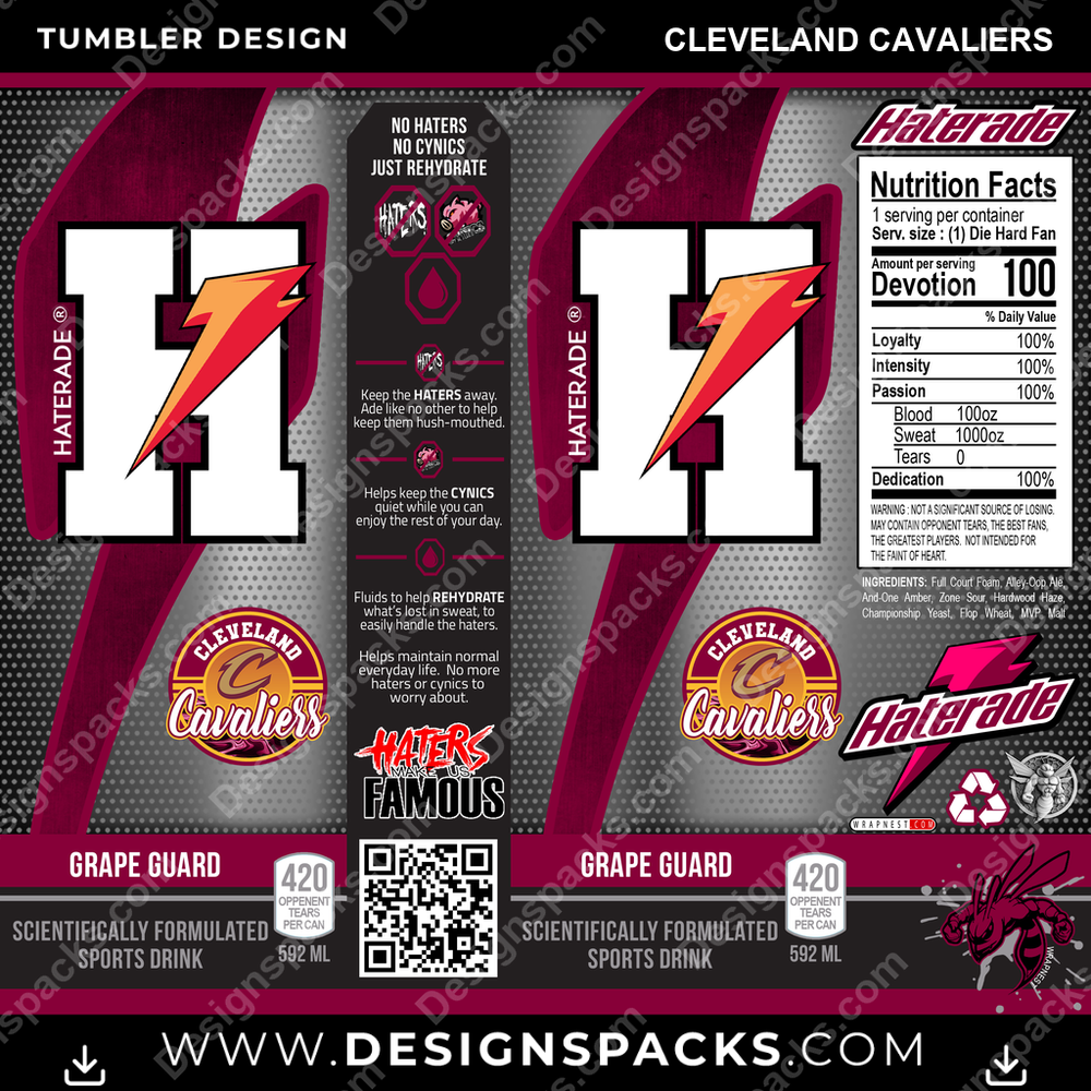 Basketball Haterade Cleveland Cavaliers Tumbler Digital Wrap Design