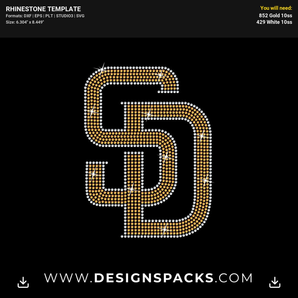 Sd San Diego Padres Logo Rhinestone Digital Template