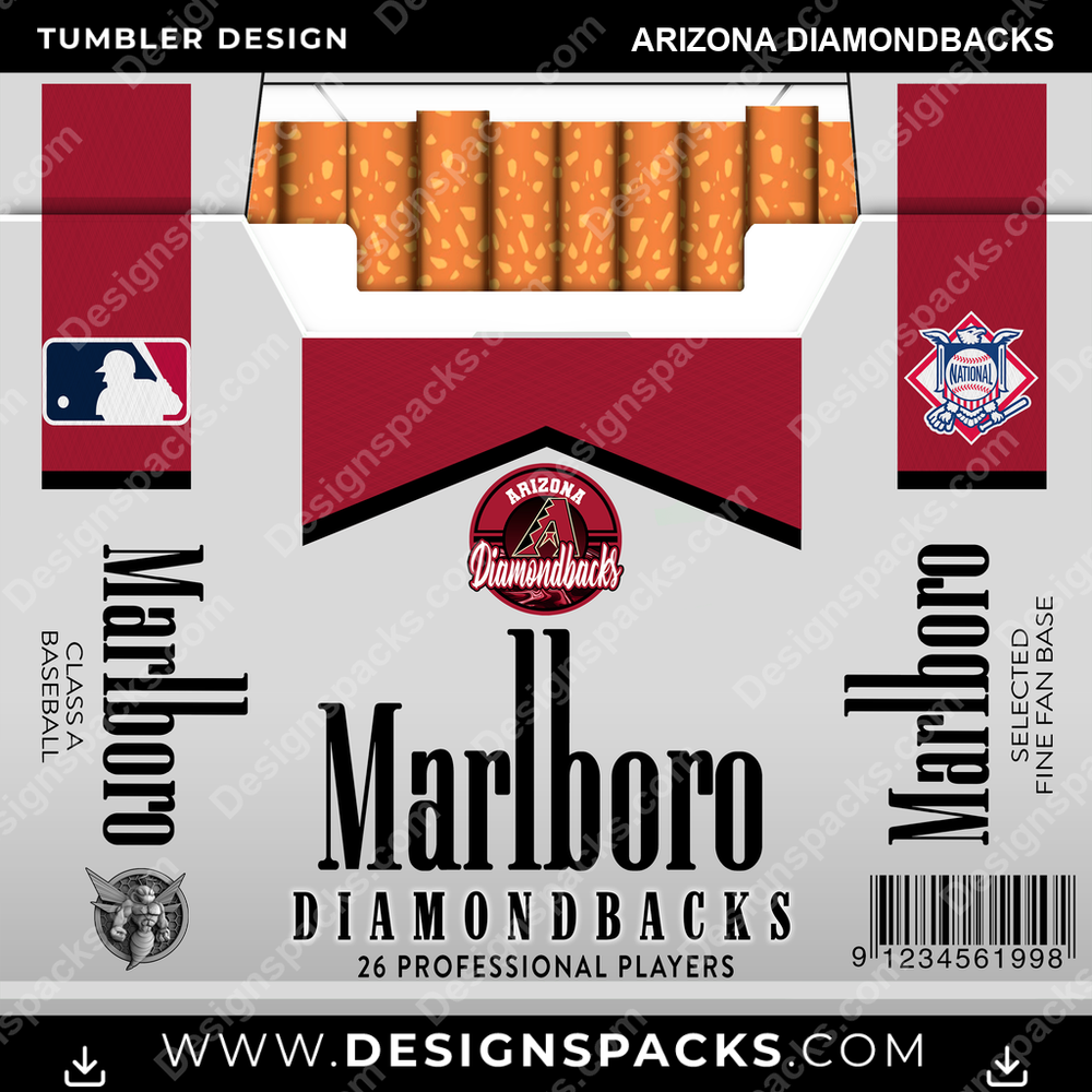 Baseball Marlboro Arizona Diamondbacks Tumbler Digital Wrap Design