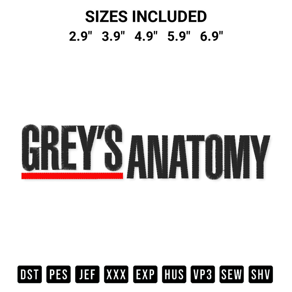 Download the Greys Anatomy Logo Embroidery Design machine embroidery design exclusively at Designspacks.com. Premium digitized pattern for apparel and DIY crafts. Available sizes: 2.9", 3.9", 4.9", 5.9", 6.9".