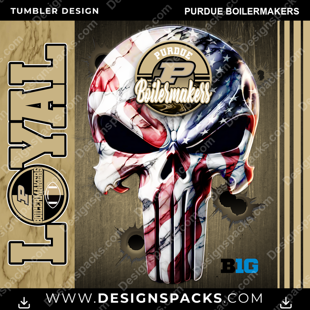 College Sport Loyal Purdue Boilermakers Tumbler Digital Wrap Design
