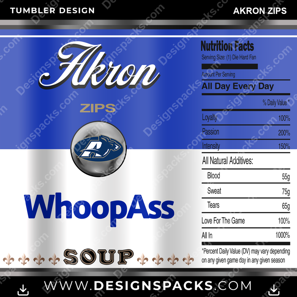 College Sport Soup Can Akron Zips NCAA College Sport Tumbler Digital Wrap Design Download