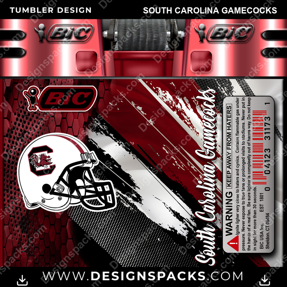 College Sport BIC Lighter South Carolina Gamecocks NCAA College Sport Tumbler Digital Wrap Design Download