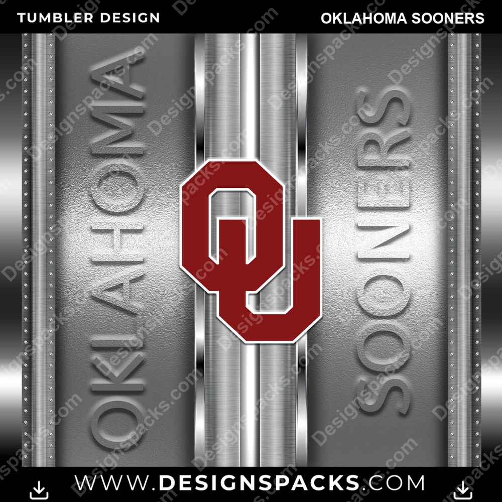College Sport Metallic Oklahoma Sooners NCAA College Sport Tumbler Digital Wrap Design Download