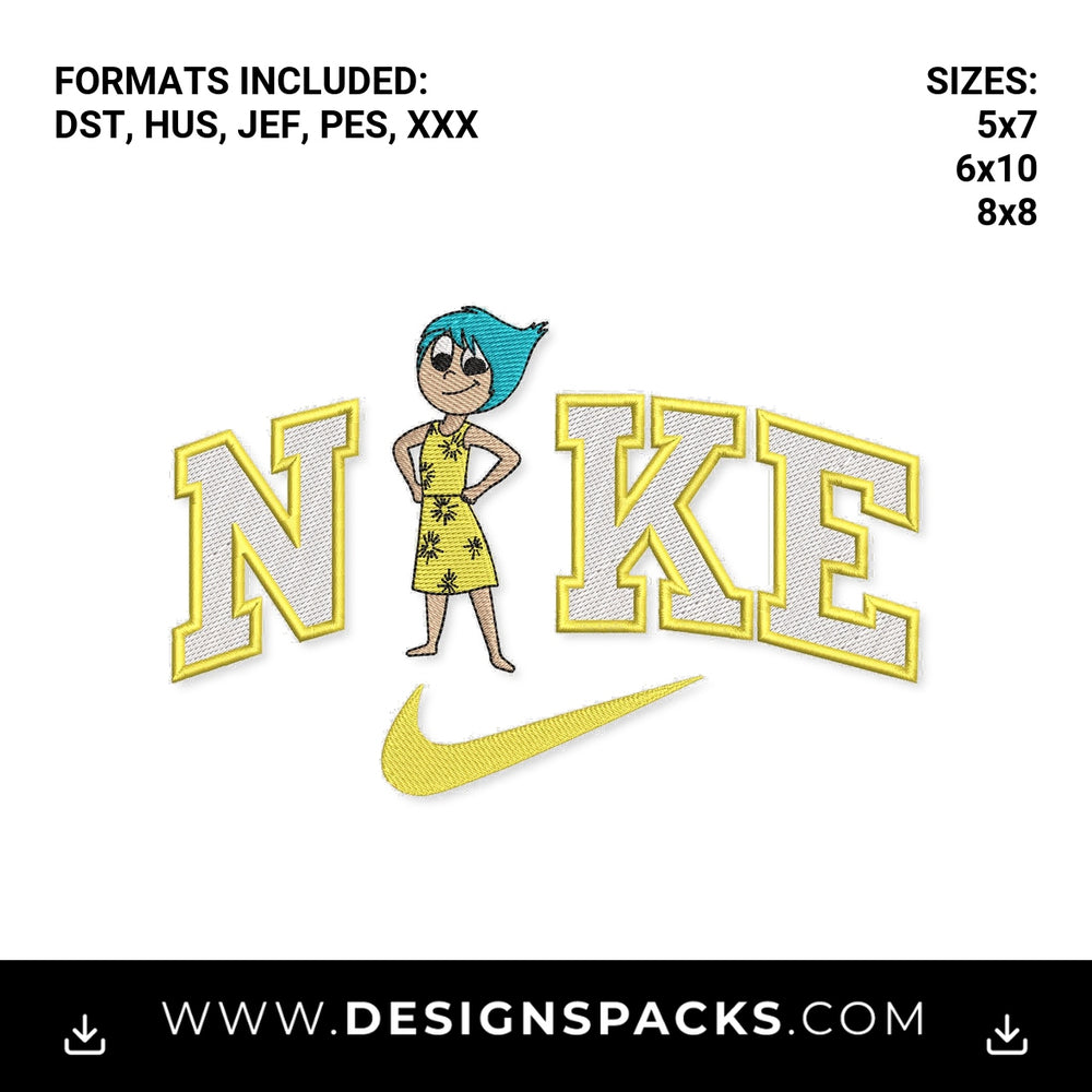 Joy Inside Out Nike Swoosh Embroidery Design - Instant digital download pattern at Designspacks.com