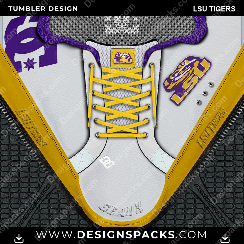 College Sport DC Sneaker LSU Tigers Tumbler Digital Wrap Design