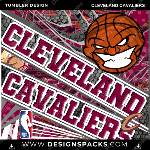 Basketball Angry Sports Cleveland Cavaliers NBA Basketball Tumbler Digital Wrap Design Download