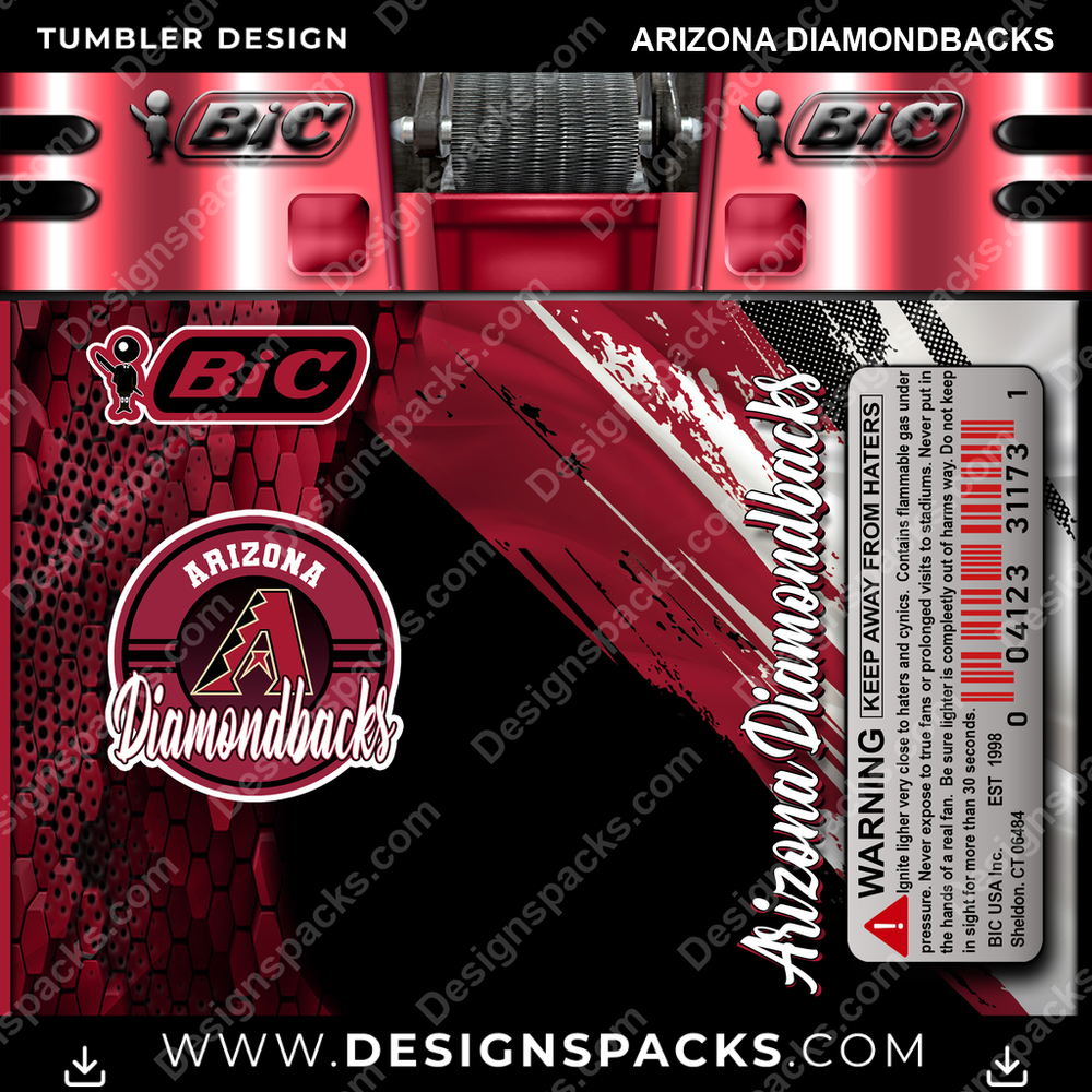 Encendedor BIC de béisbol Arizona Diamondbacks diseño digital para vaso