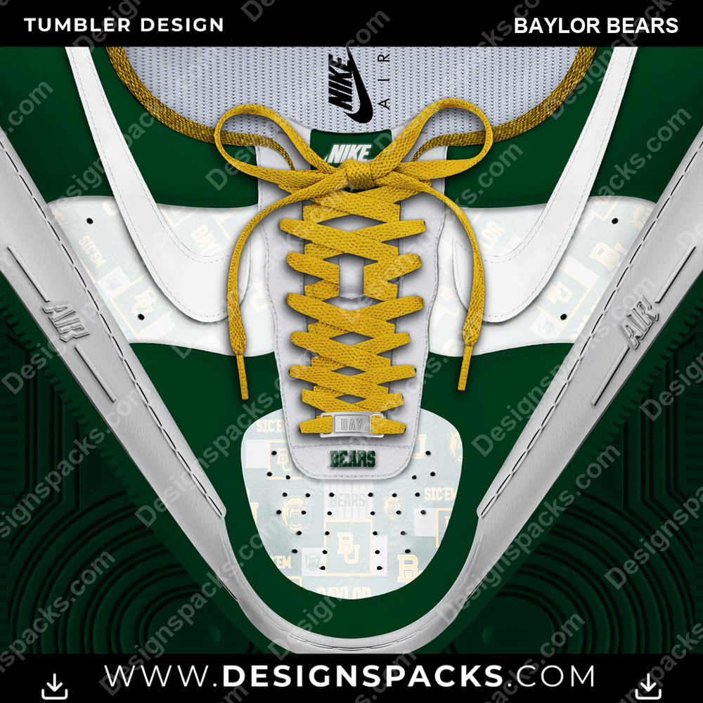 College Sport Nike AF1 Laces Baylor Bears NCAA College Sport Tumbler Digital Wrap Design Download