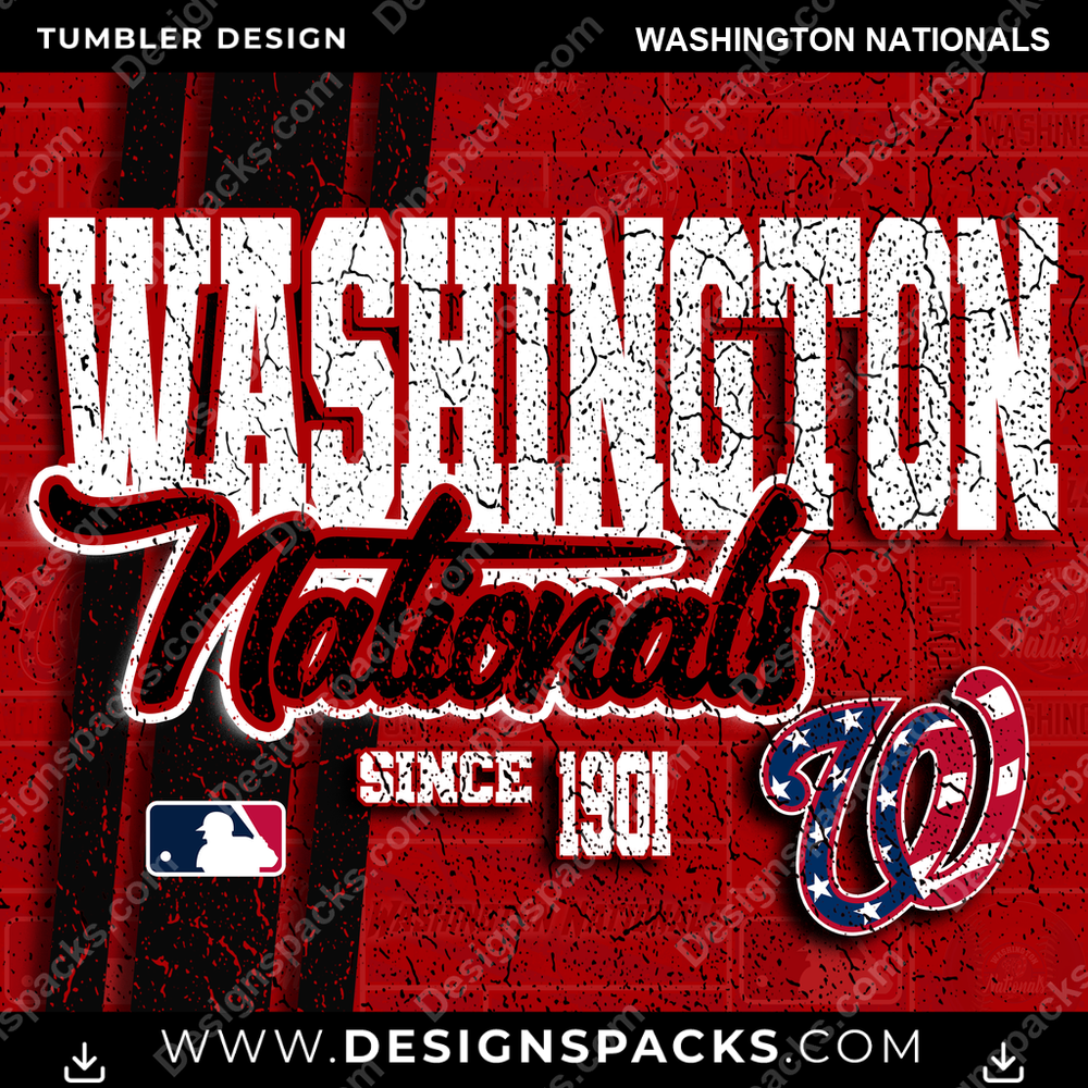 Baseball Grunge Washington Nationals Tumbler Digital Wrap Design