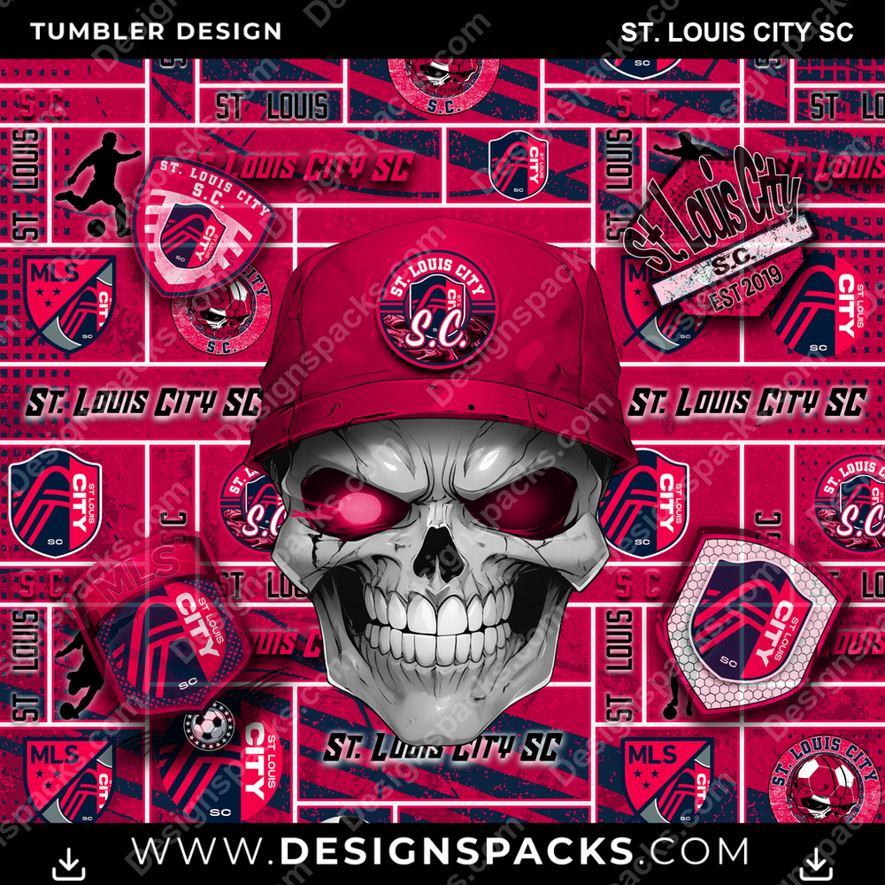 Soccer Skull St. Louis City SC Tumbler Digital Wrap Design