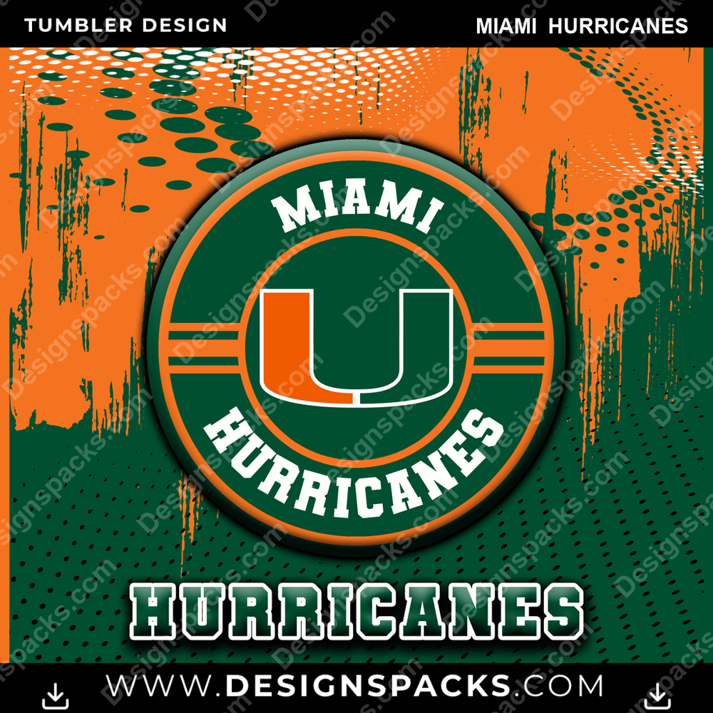 College Sport Dot Logo Miami Hurricanes Tumbler Digital Wrap Design
