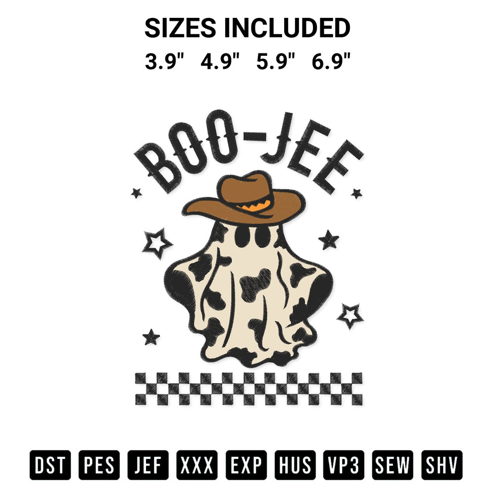 Looking for the perfect pattern? Download the Boo Jee Cowboy Ghost Halloween Embroidery Design embroidery design today at Designspacks.com. Crisp, clean stitching guaranteed. Available sizes: 3.9", 4.9", 5.9", 6.9".