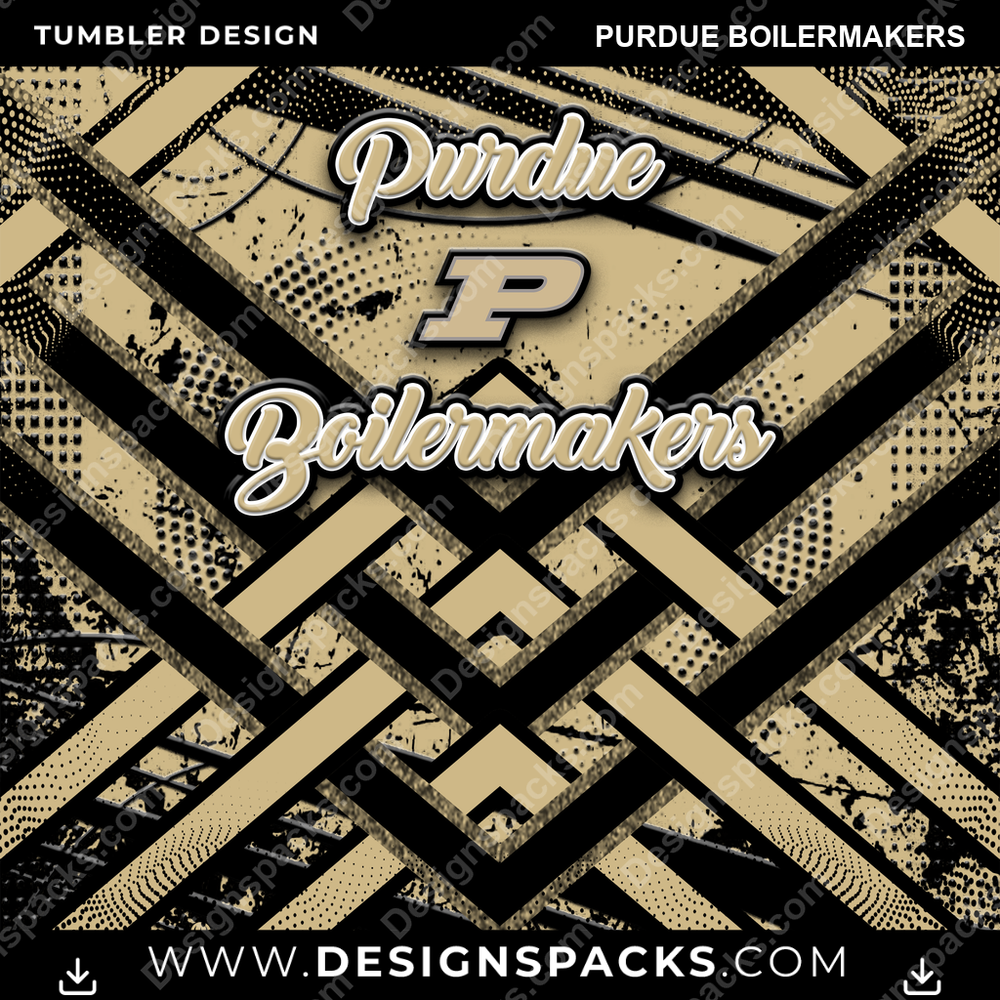 College Sport Glitter Stripe Purdue Boilermakers Tumbler Digital Wrap Design