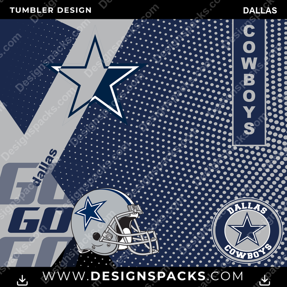 Football GO Dallas Tumbler Digital Wrap Design
