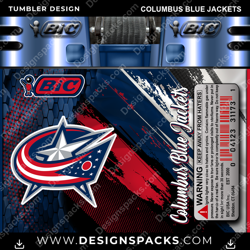 Hockey BIC Lighter Columbus Blue Jackets Tumbler Digital Wrap Design