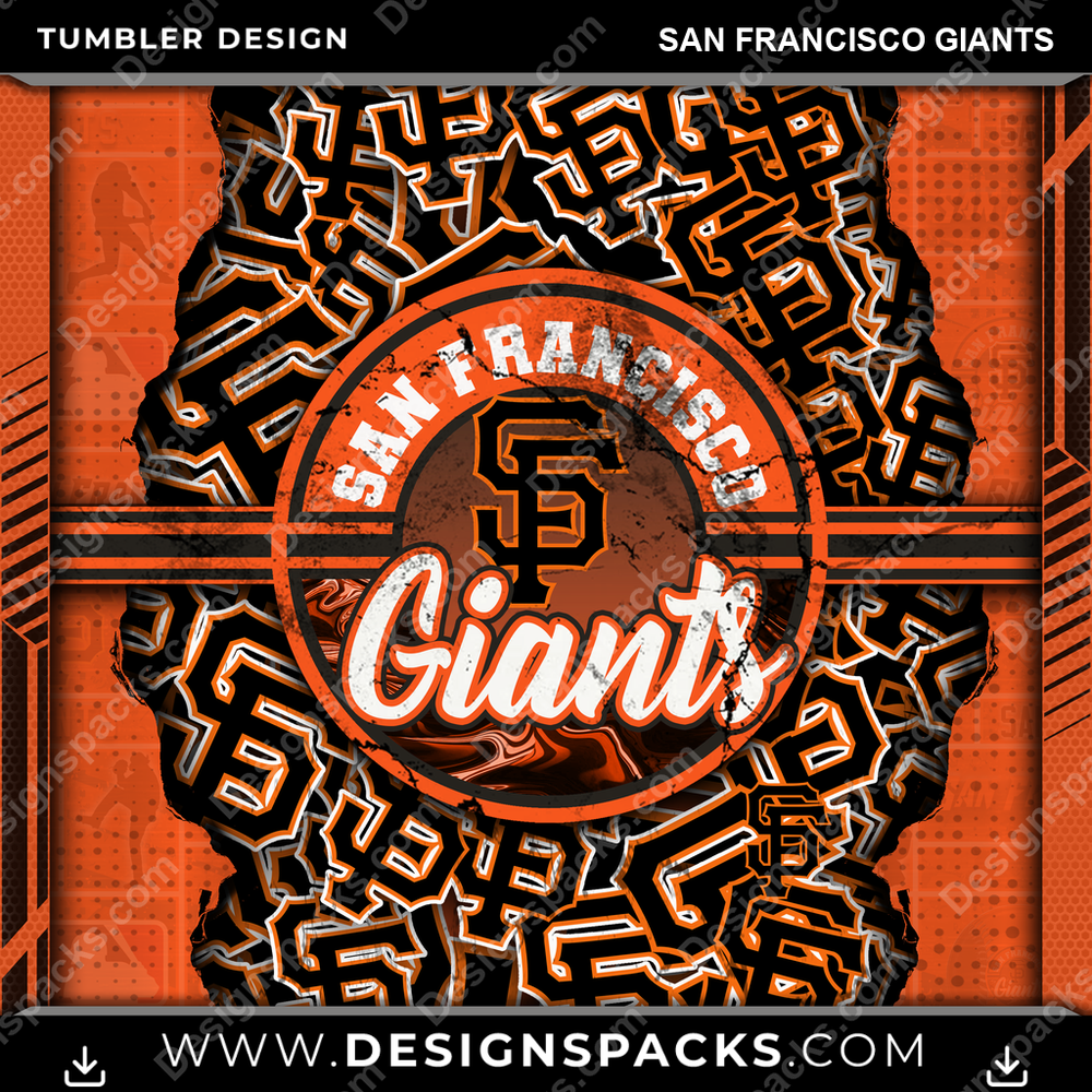 Baseball Ripped San Francisco Giants Tumbler Digital Wrap Design