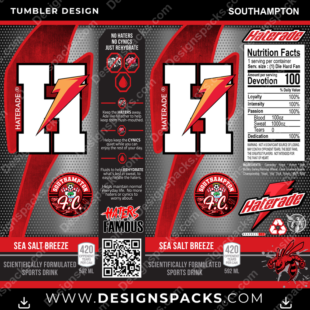 Soccer UK Haterade Southampton Tumbler Digital Wrap Design
