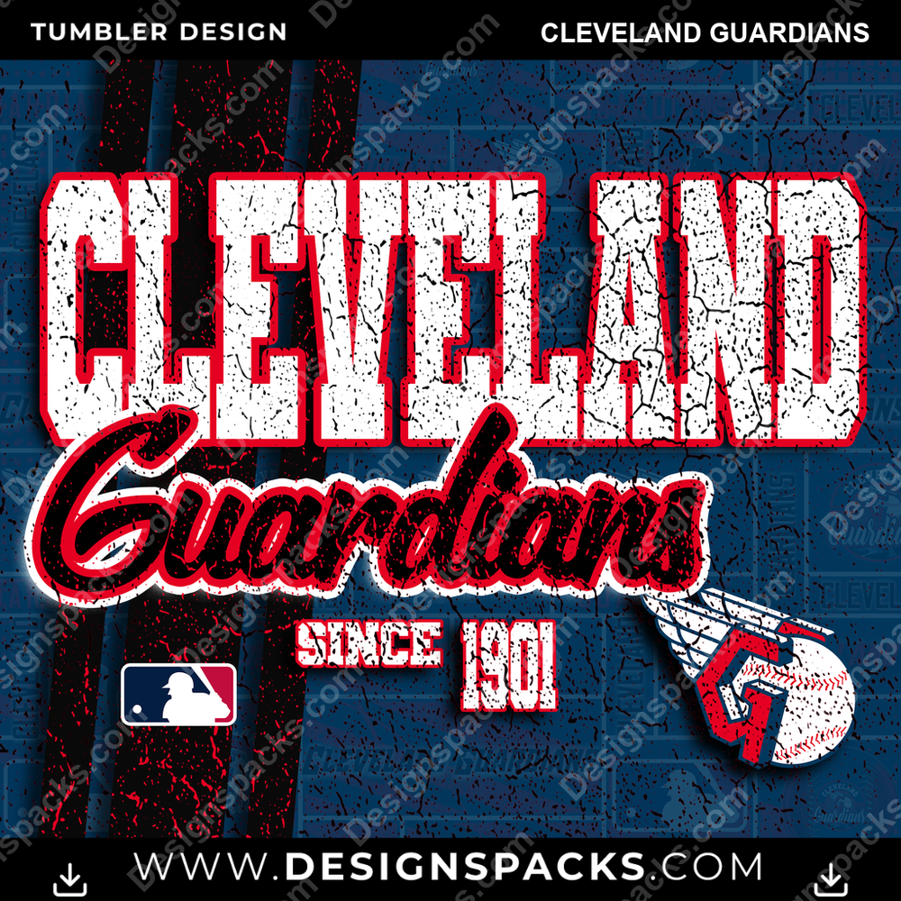 Baseball Grunge Cleveland Guardians Tumbler Digital Wrap Design