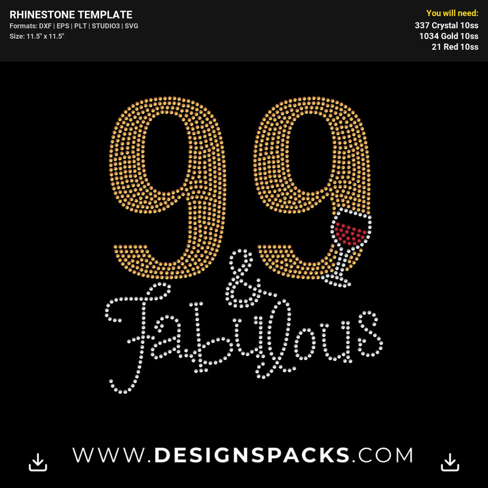 99 Fabulous Wine Glass Rhinestone Digital Template