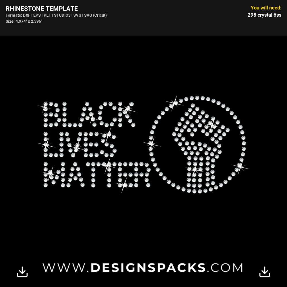 BLM Justice Support Face Mask Design Rhinestone Digital Template