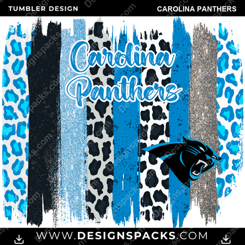 Football Brush Strokes Carolina Panthers NFL Football Tumbler Digital Wrap Design Download