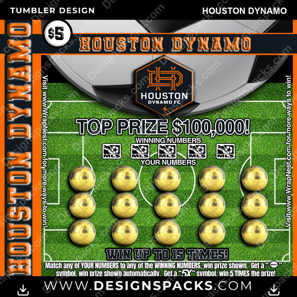 US Soccer Lottery Ticket Houston Dynamo Tumbler Digital Wrap Design