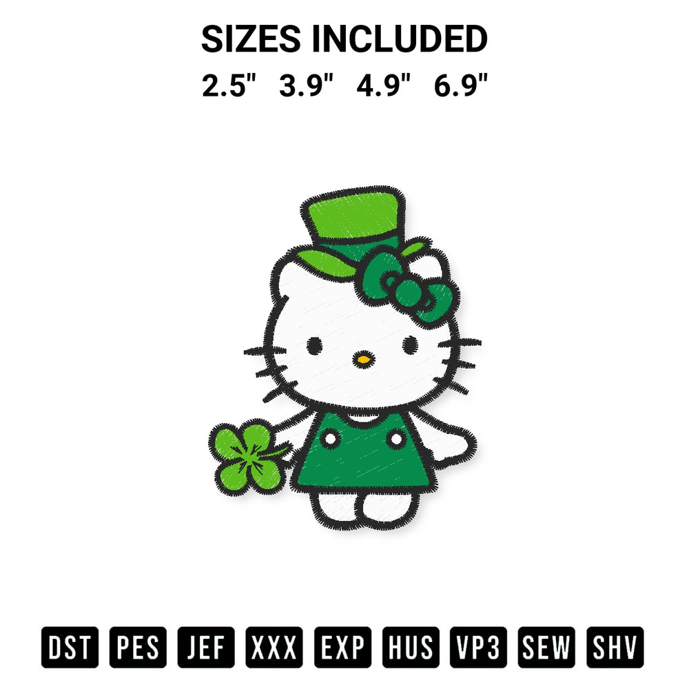 Get the Hello Kitty Four Leaf Clover Embroidery Design embroidery design for your custom crafts! Premium digitized files available for instant download at Designspacks.com. Available sizes: 2.5", 3.9", 4.9", 6.9".