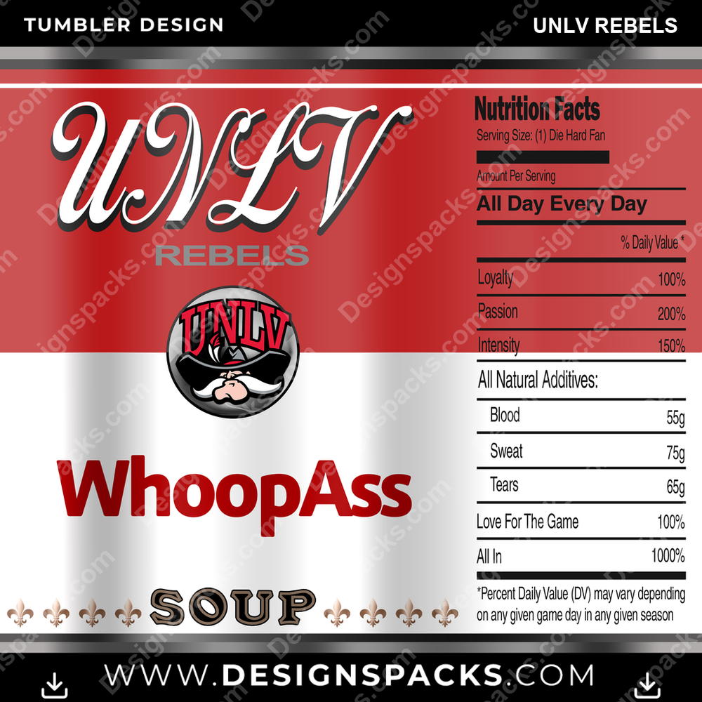 College Sport Soup Can UNLV Rebels NCAA College Sport Tumbler Digital Wrap Design Download