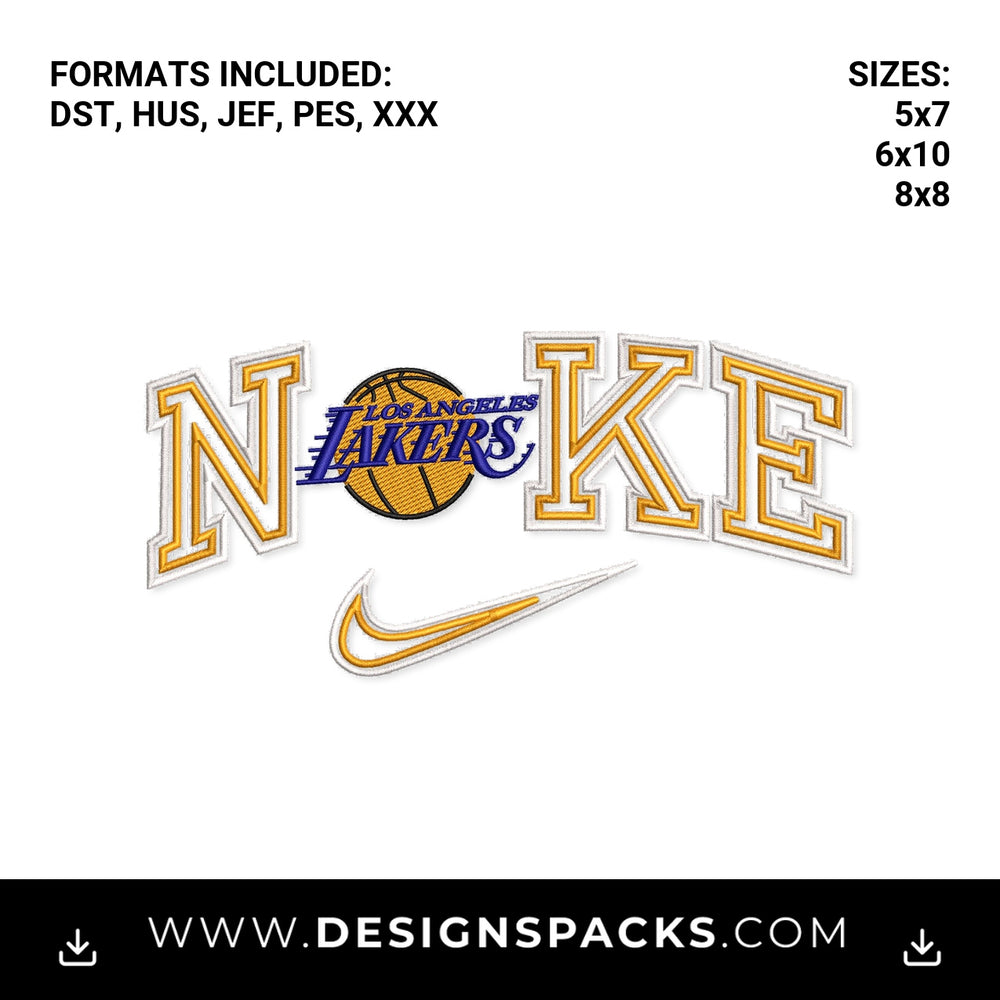 Los Angeles Lakers Nike Applique Embroidery Design - Instant digital download pattern at Designspacks.com