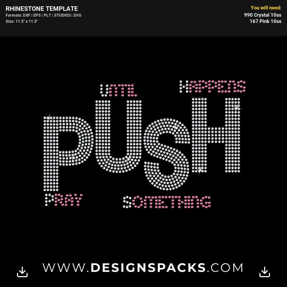 Push Pray Praise Faith Rhinestone Digital Template
