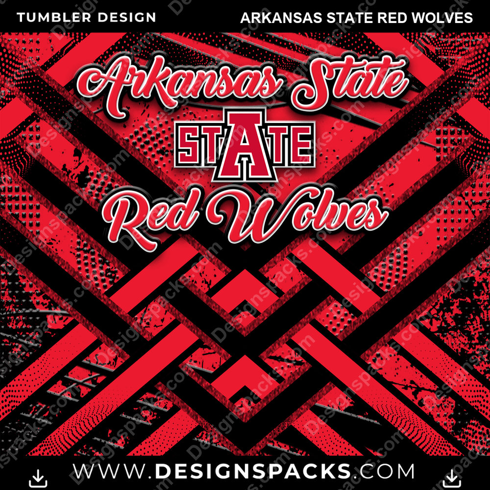 College Sport Glitter Stripe Arkansas State Red Wolves NCAA College Sport Tumbler Digital Wrap Design Download