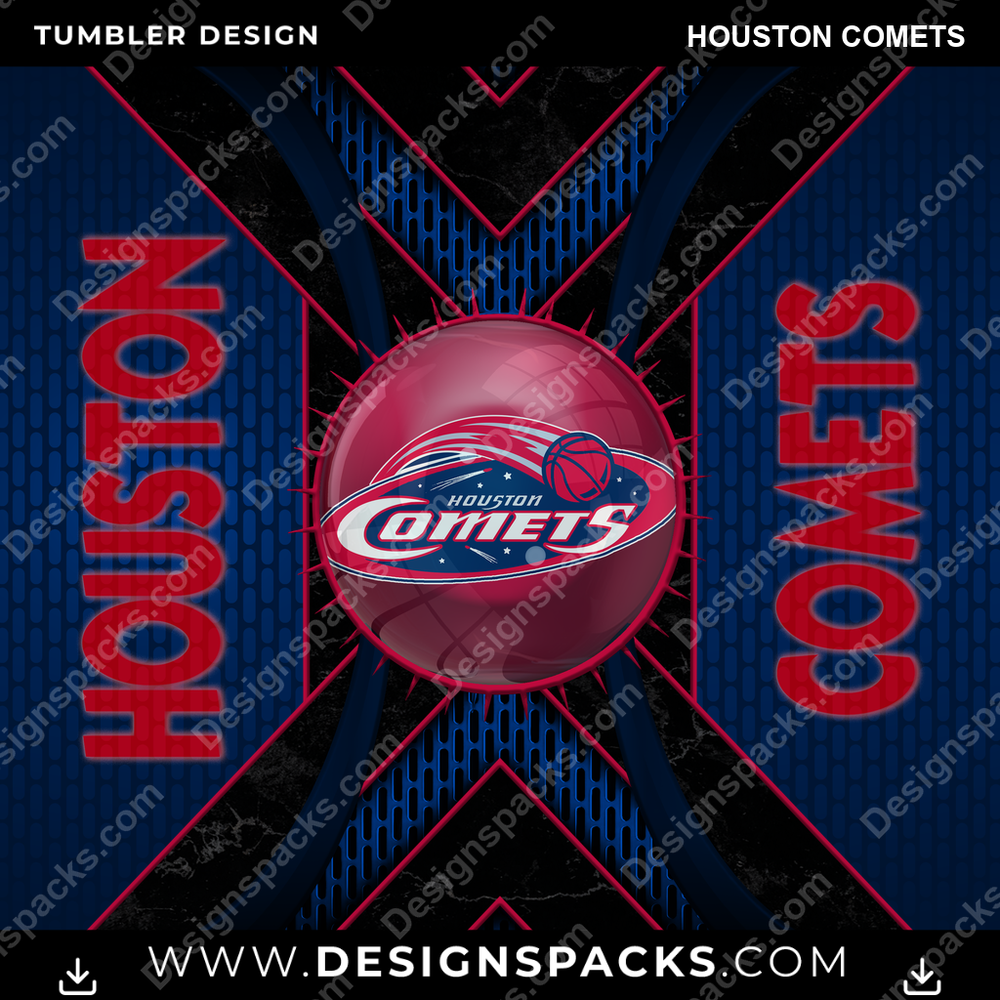 Basketball Metal Grating Houston Comets Tumbler Digital Wrap Design