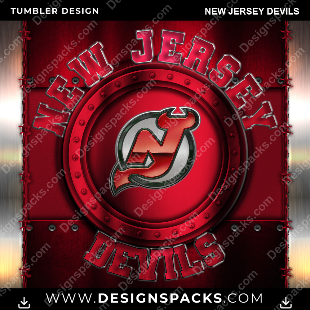 Ice Hockey Metal New Jersey Devils Tumbler Digital Wrap Design