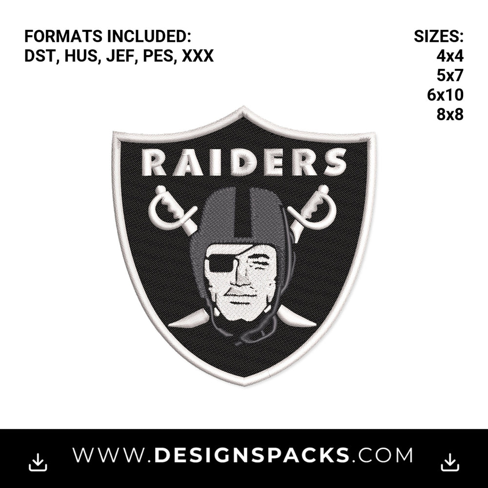 Las Vegas Raiders Shield Logo Embroidery Design - Instant digital download pattern at Designspacks.com
