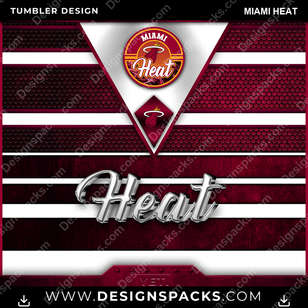Basketball YETI Miami Heat Tumbler Digital Wrap Design
