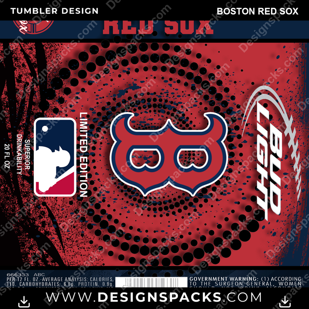 Baseball Bud Boston Red Sox Becher Digitales Wickeldesign