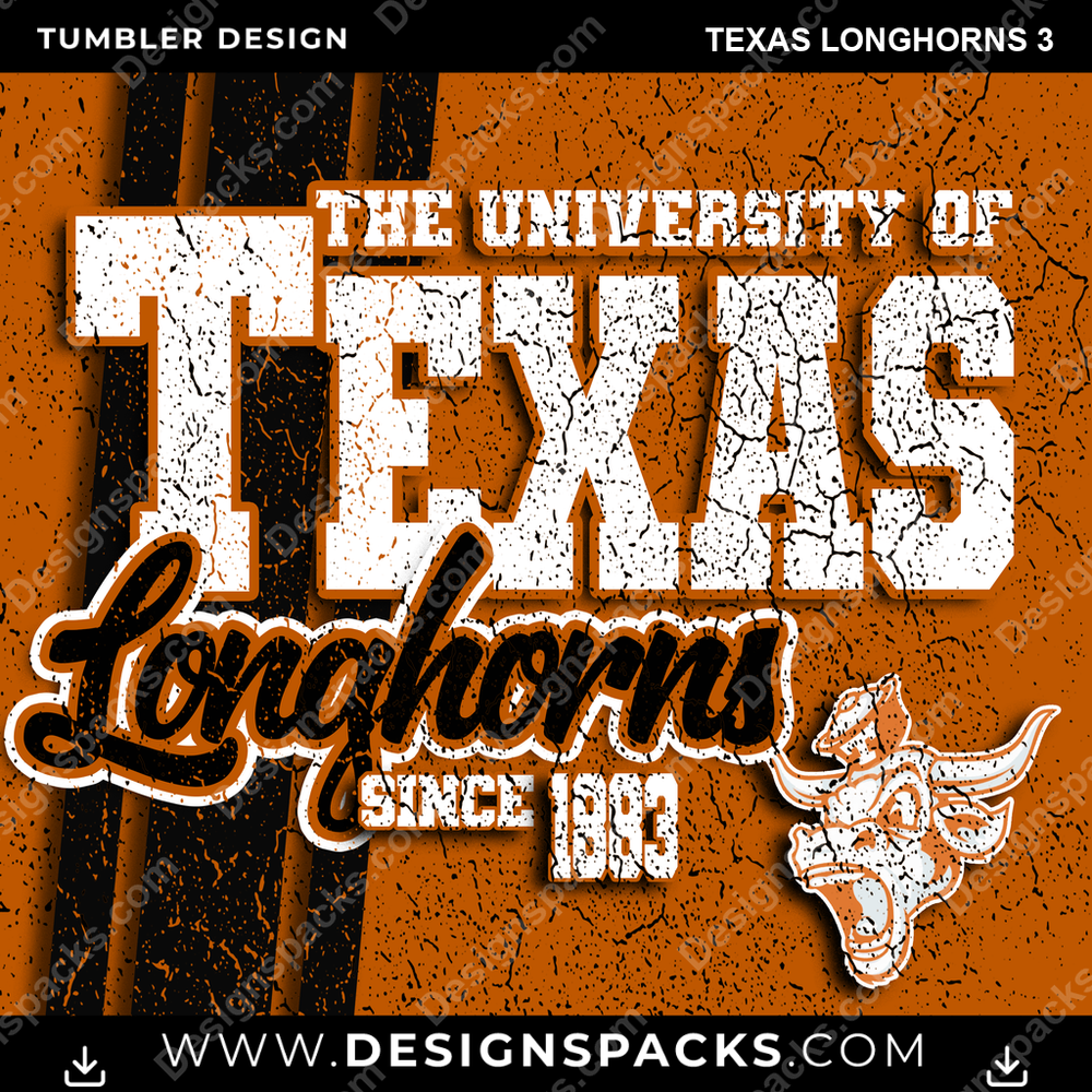 College Sport Grunge Texas Longhorns 3 NCAA College Sport Tumbler Digital Wrap Design Download