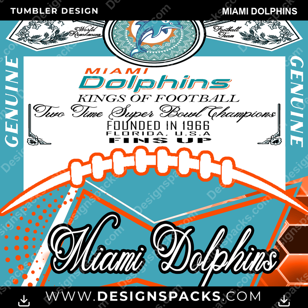 Football Bud Miami Dolphins Tumbler Digital Wrap Design