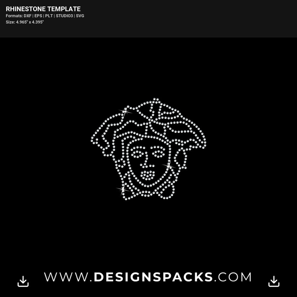 Versace Small Face Rhinestone Digital Template