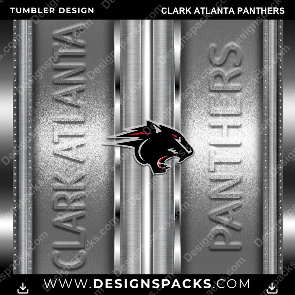 College Sport Metallic Clark Atlanta Panthers NCAA College Sport Tumbler Digital Wrap Design Download
