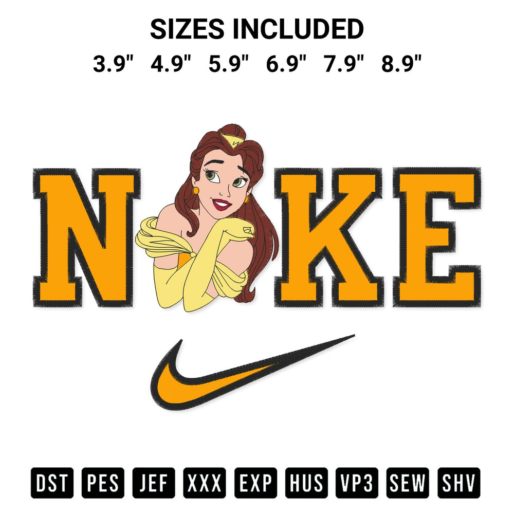 Looking for the perfect pattern? Download the Nike Belle Princess Embroidery Design embroidery design today at Designspacks.com. Crisp, clean stitching guaranteed. Available sizes: 3.9", 4.9", 5.9", 6.9", 7.9", 8.9".