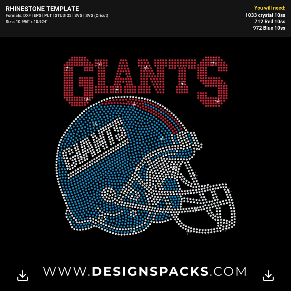 Giants Football Helmet Design Rhinestone Digital Template